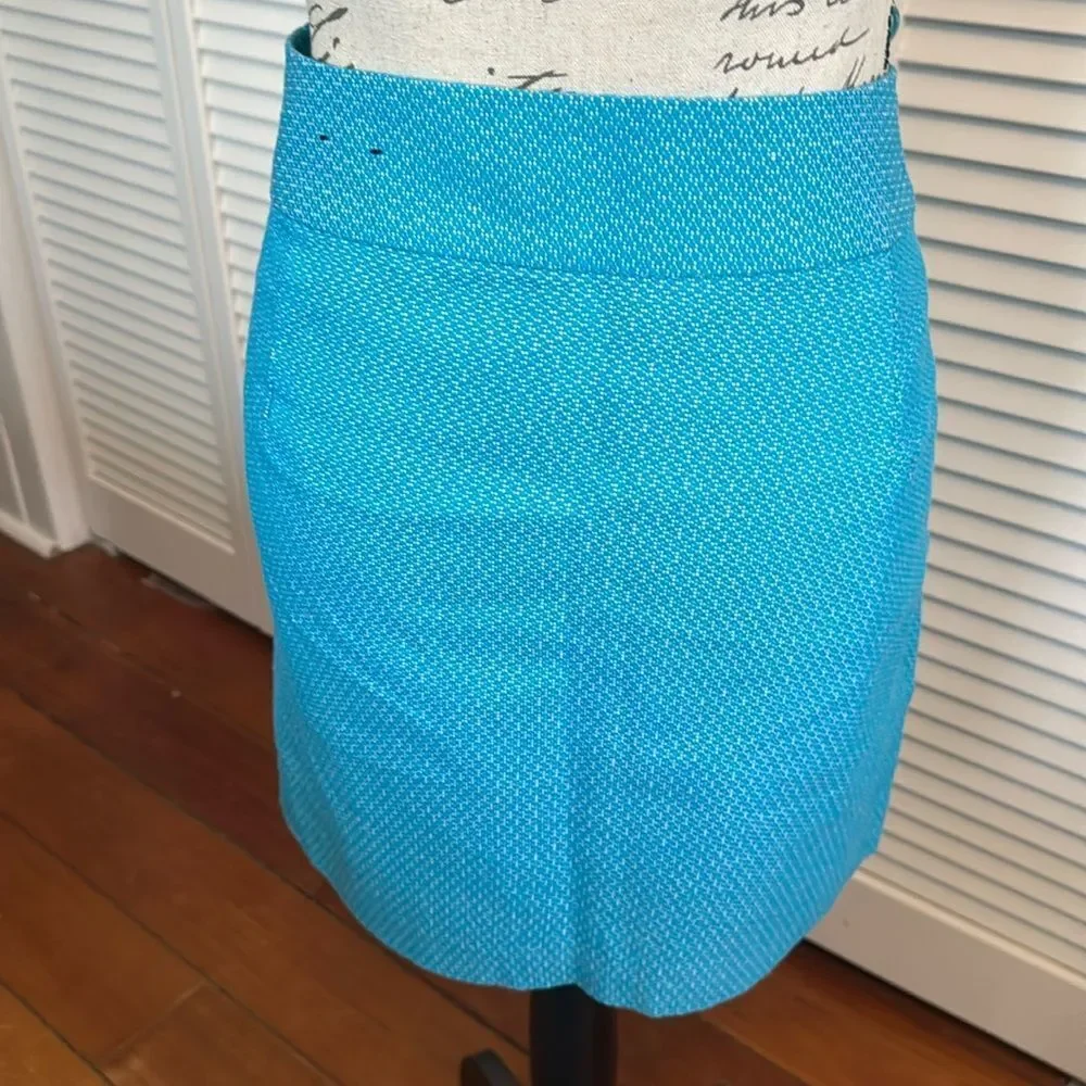 *Banana Republic* Sz 10 Lined Linen/Cotton Blend Tweed Turquoise Pencil Skirt